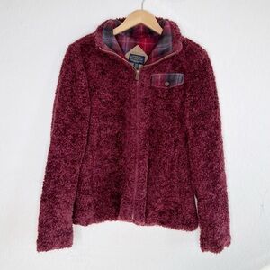 PENDLETON Red Teddy Deep Pile Sherpa Full Zip Jacket
